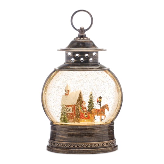 11.5" LED Snow Globe with Santa's Sleigh